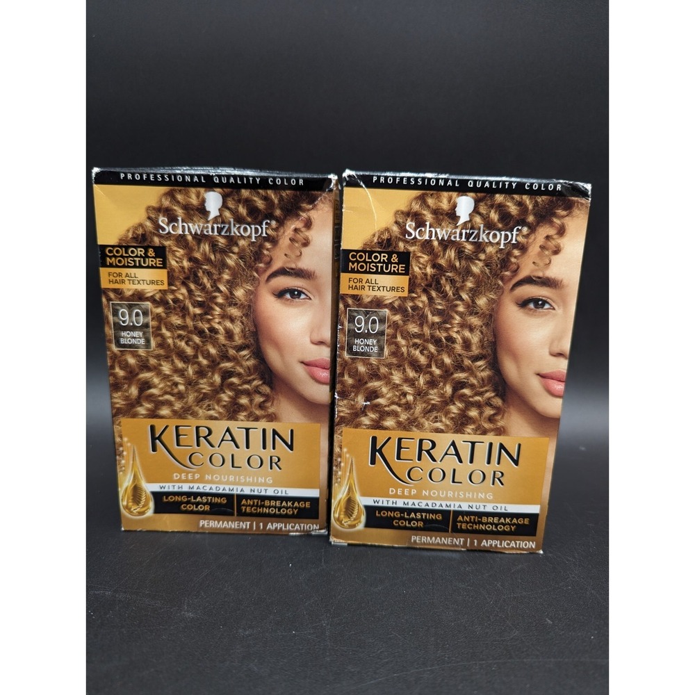2 Sealed Boxes Schwarzkopf Keratin Color Permanent Hair Color 9.00 Honey Blonde